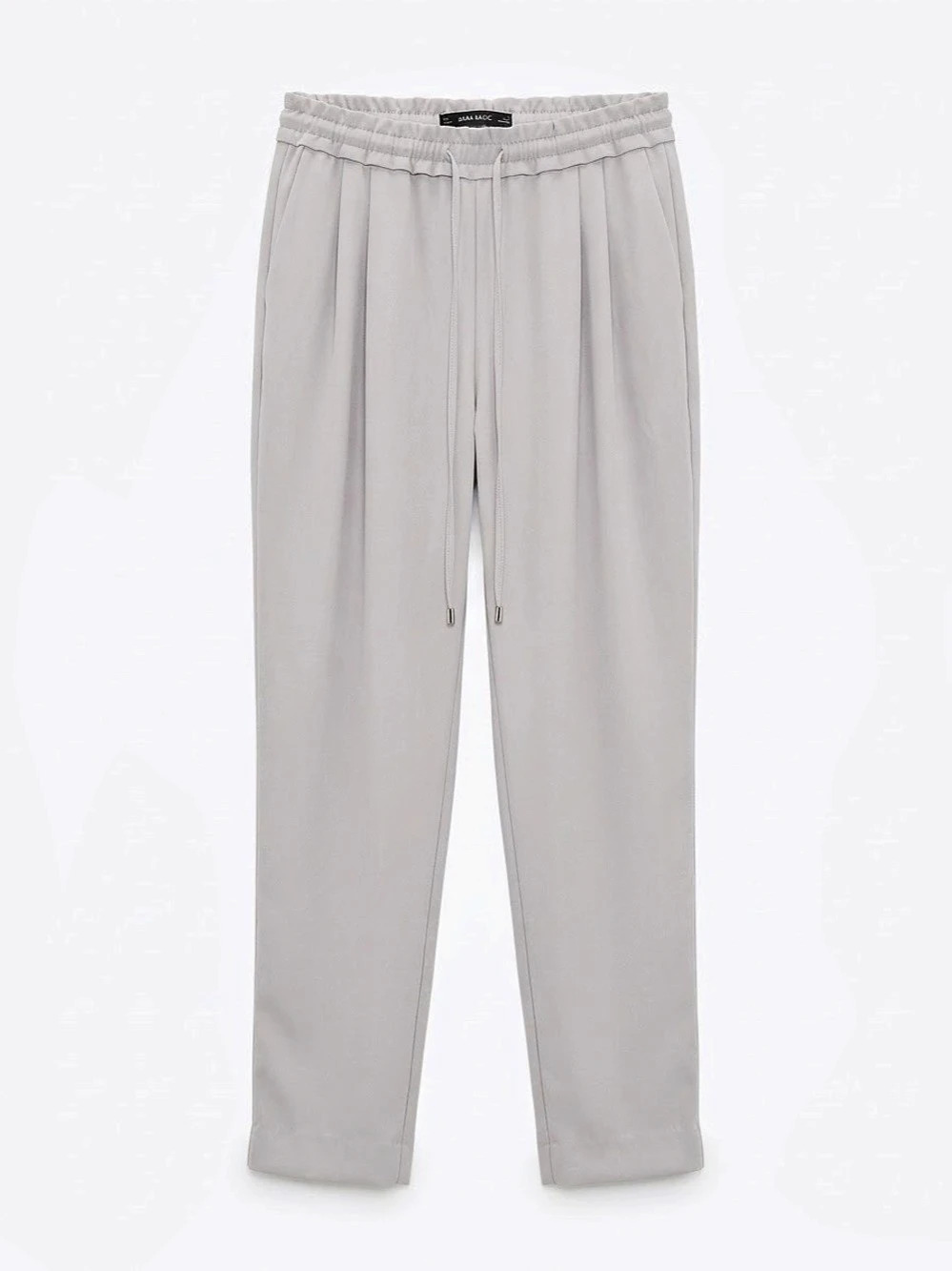 Zara Pleated Drawstring Trousers – Light Gray, Size XS